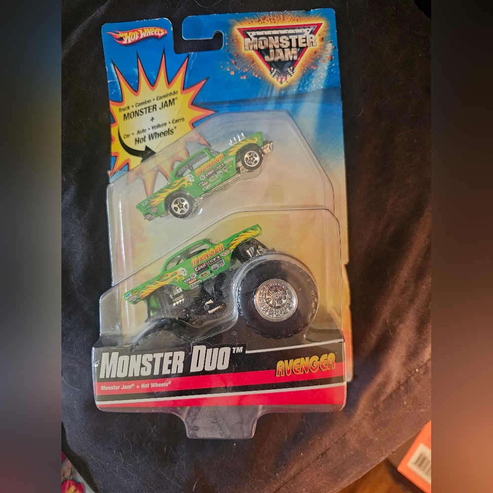 Hot Wheels Avenger Monster Jam Duo 57 Chevy Car AND Truck Green NIB